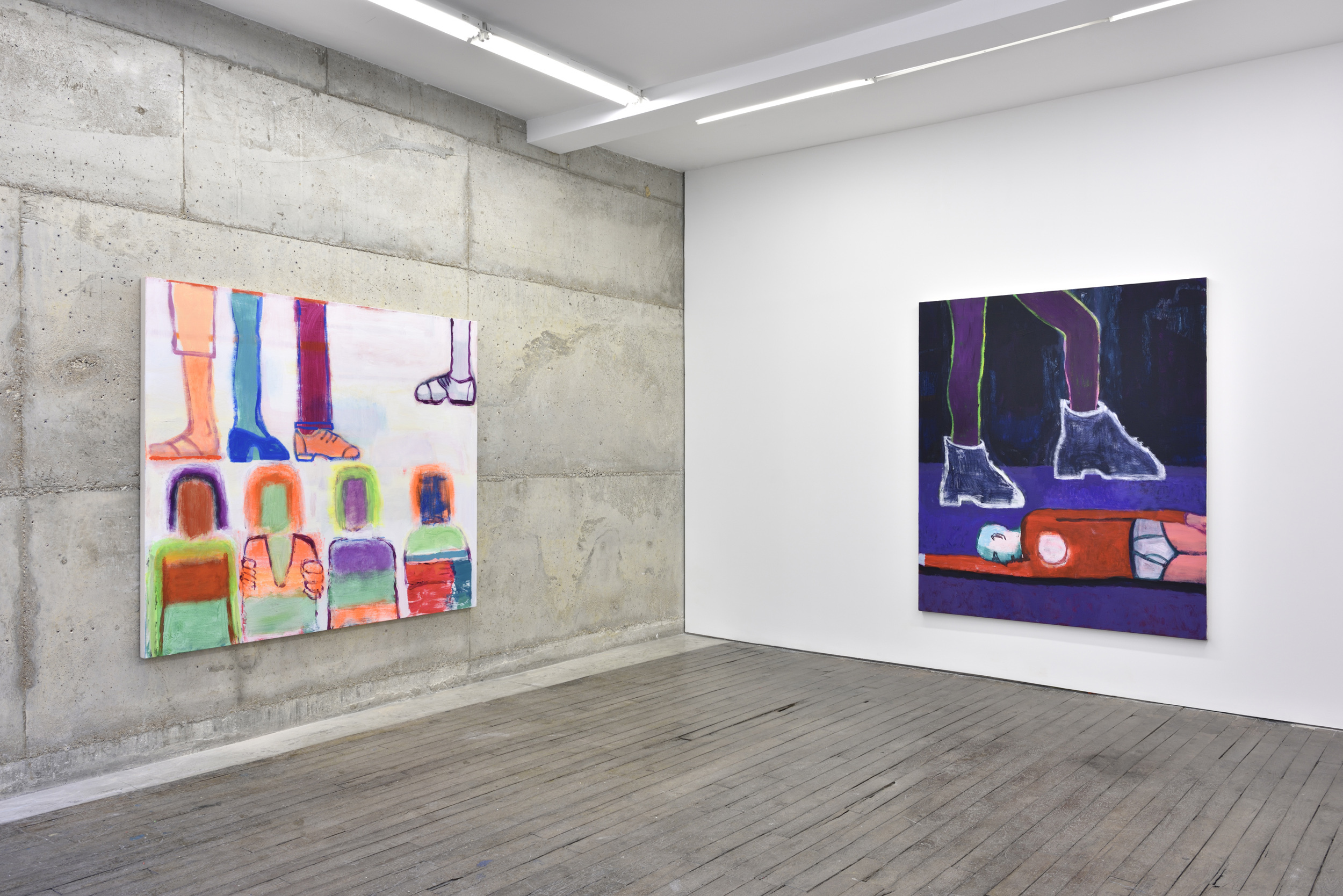 Figurative painting installation by Katherine Bradford exhibited in Artists Cops and Circus People at Campoli Presti Paris 2019