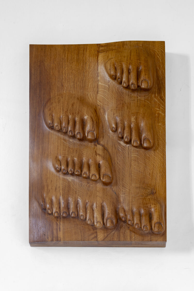 Image of Oak relief with body fragments by PLANTING SCULPTURES, SCULPTING PLANTS