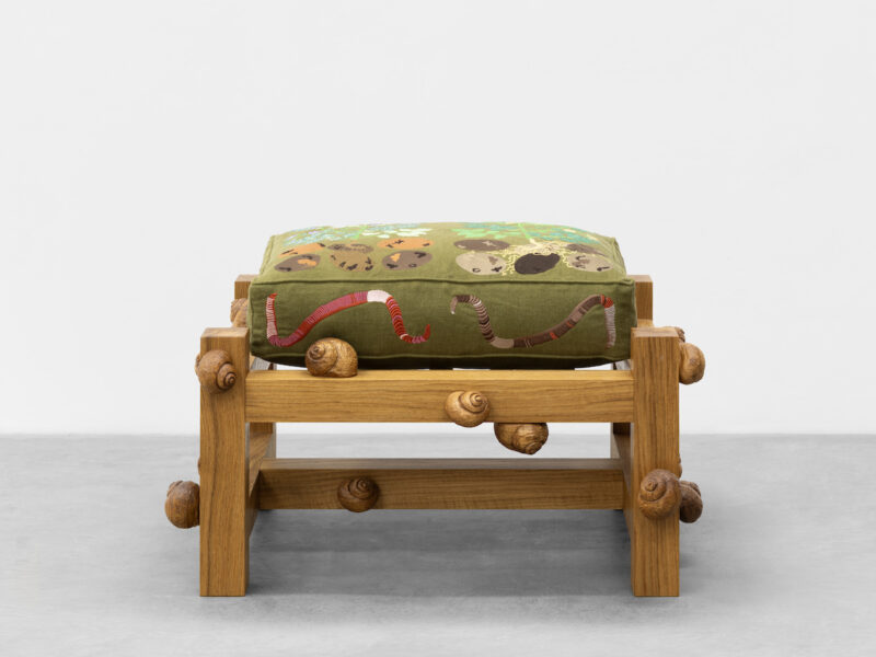 Image of Oak bench with potato plants, Colorado beetles, earthworms and snails by Daniel Dewar & Grégory Gicquel